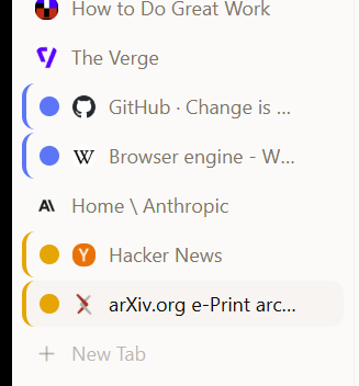Vertical sidebar tabs with two color-coded groups: Research in blue and Reading in amber